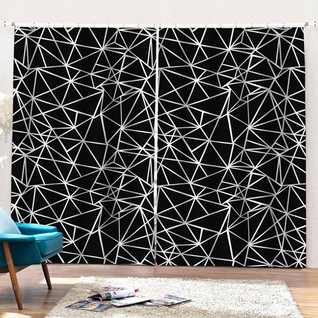 Black And White Geometric Mosaic Print Pencil Pleat Curtains