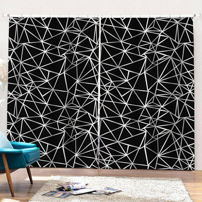 Black And White Geometric Mosaic Print Pencil Pleat Curtains