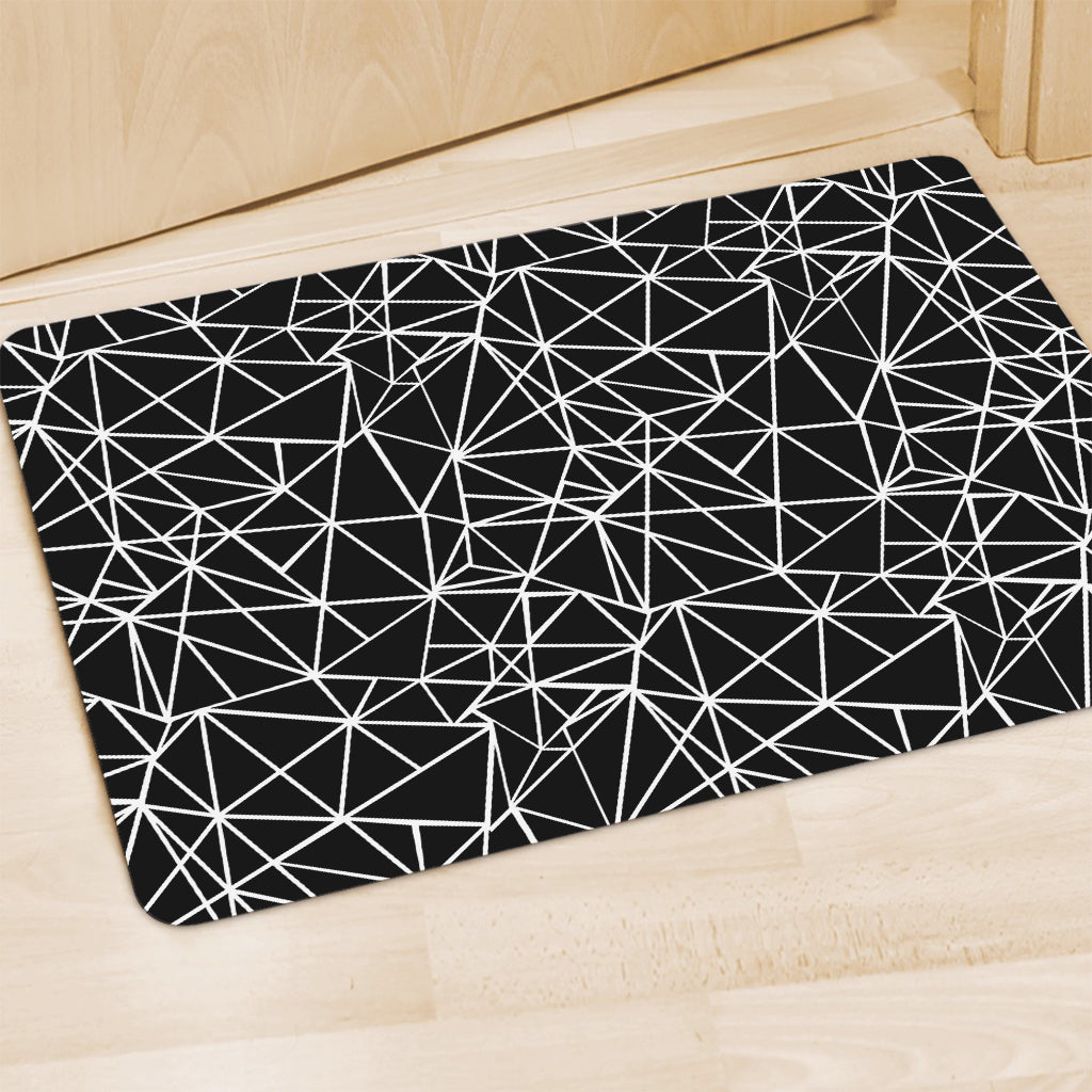 Black And White Geometric Mosaic Print Polyester Doormat