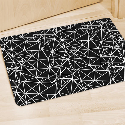 Black And White Geometric Mosaic Print Polyester Doormat