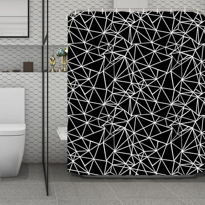Black And White Geometric Mosaic Print Polyester Shower Curtain