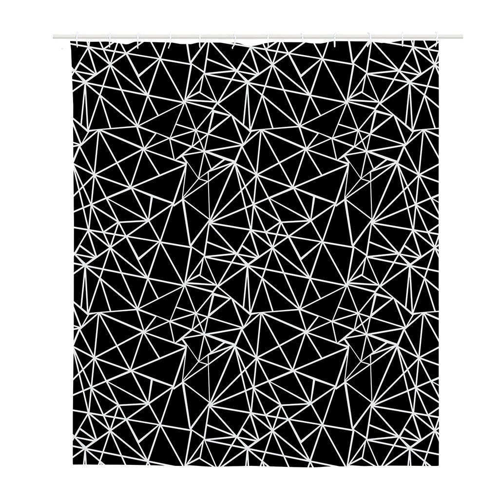 Black And White Geometric Mosaic Print Polyester Shower Curtain