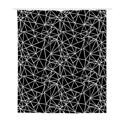 Black And White Geometric Mosaic Print Polyester Shower Curtain