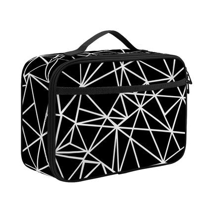 Black And White Geometric Mosaic Print Portable Lunch Bag