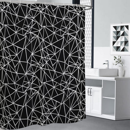 Black And White Geometric Mosaic Print Premium Shower Curtain