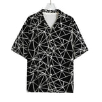 Black And White Geometric Mosaic Print Rayon Hawaiian Shirt