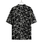 Black And White Geometric Mosaic Print Rayon Hawaiian Shirt
