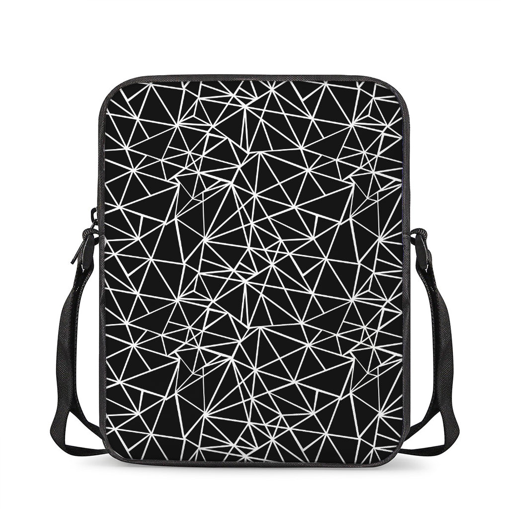 Black And White Geometric Mosaic Print Rectangular Crossbody Bag