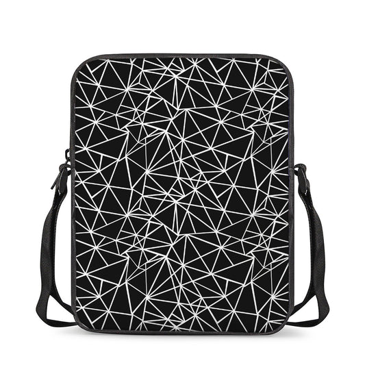 Black And White Geometric Mosaic Print Rectangular Crossbody Bag