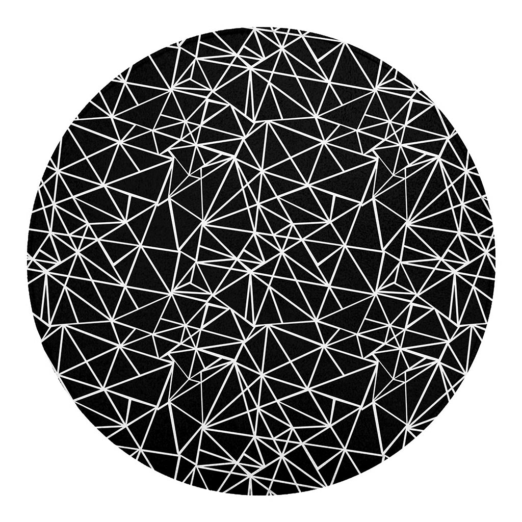 Black And White Geometric Mosaic Print Round Blanket