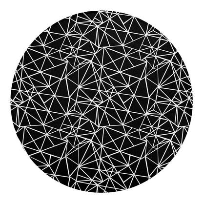 Black And White Geometric Mosaic Print Round Blanket