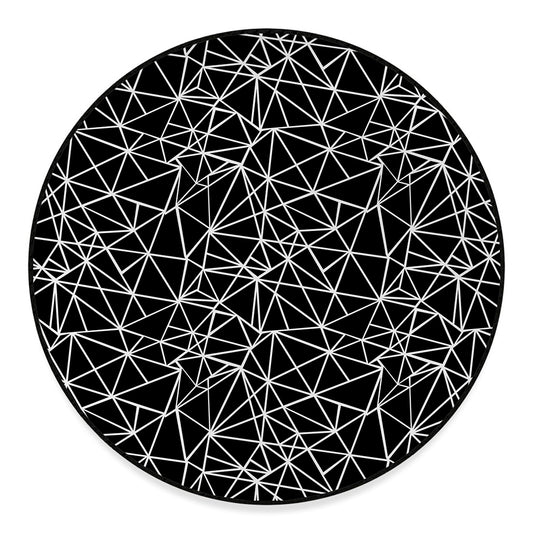 Black And White Geometric Mosaic Print Round Floor Mat