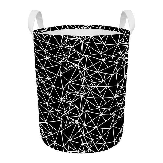 Black And White Geometric Mosaic Print Round Laundry Basket