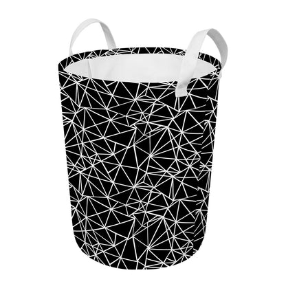 Black And White Geometric Mosaic Print Round Laundry Basket