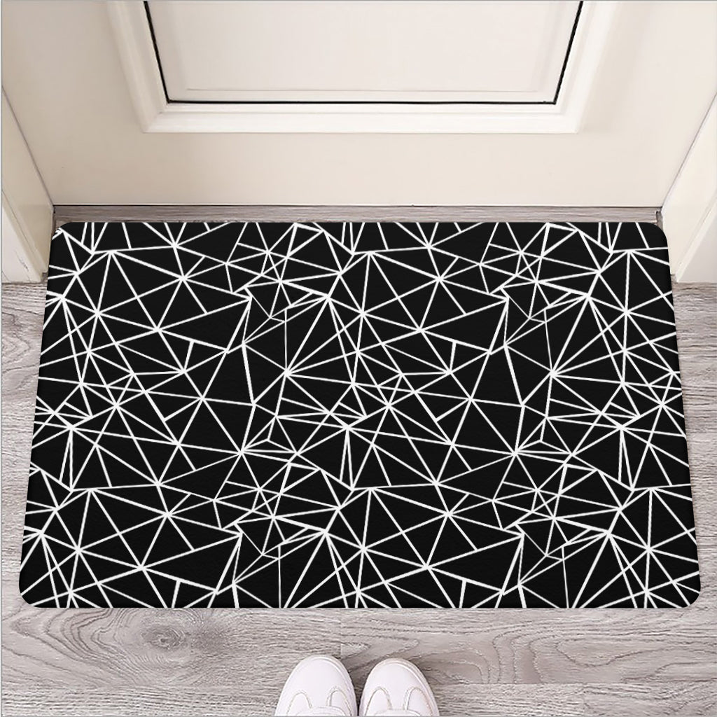 Black And White Geometric Mosaic Print Rubber Doormat