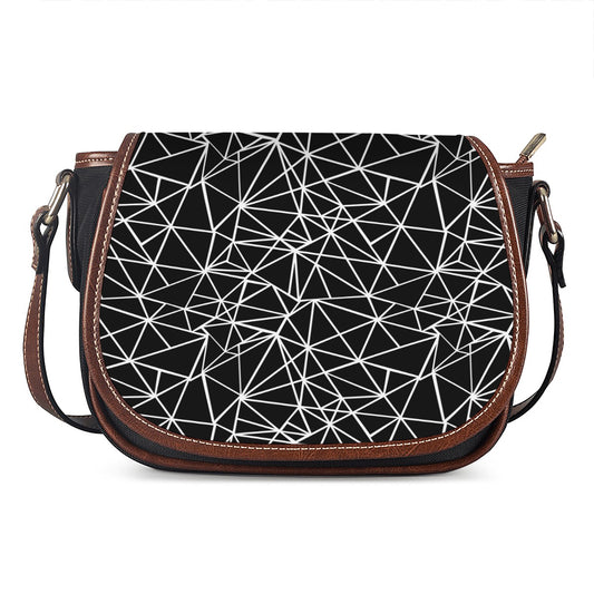 Black And White Geometric Mosaic Print Saddle Bag