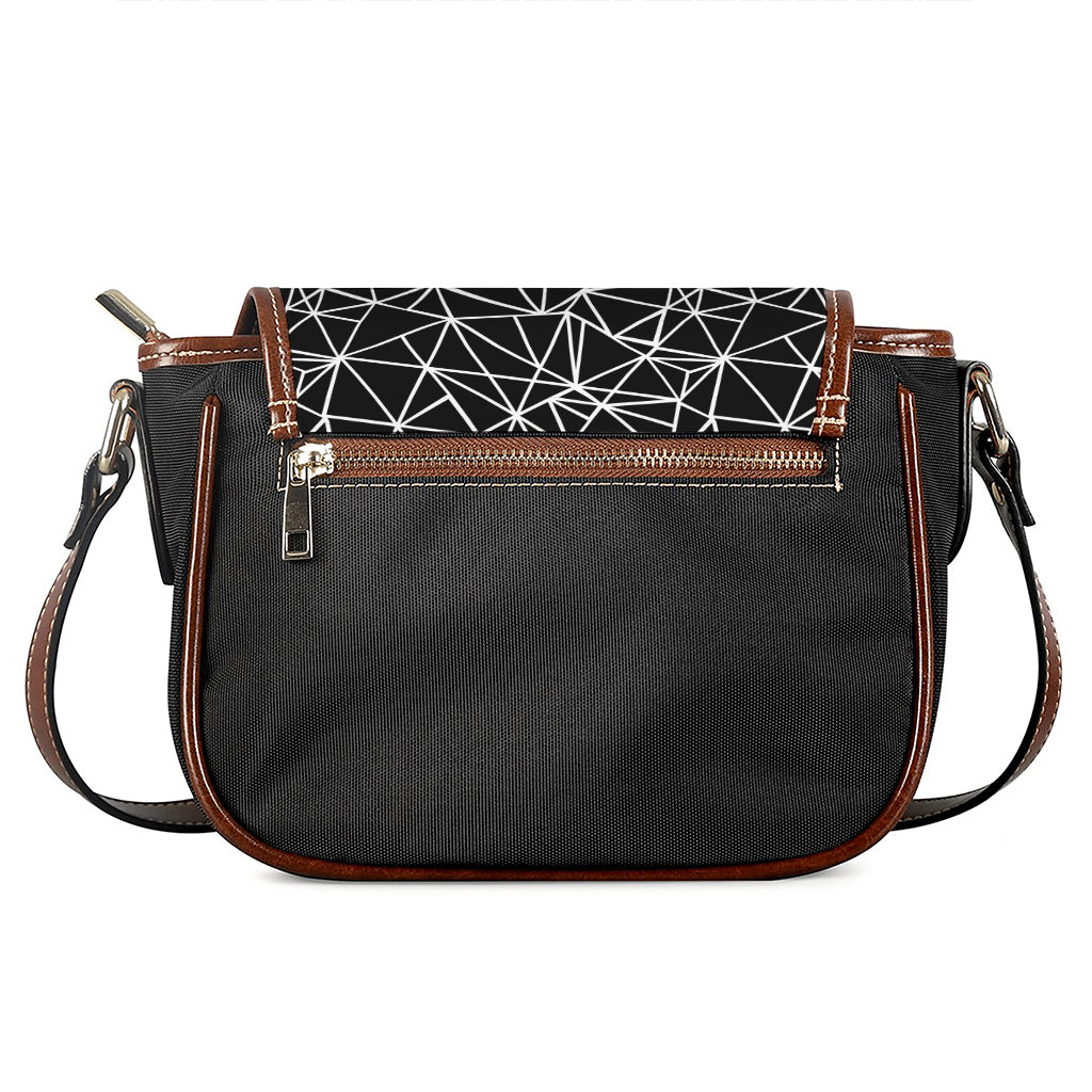 Black And White Geometric Mosaic Print Saddle Bag