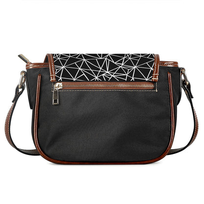 Black And White Geometric Mosaic Print Saddle Bag