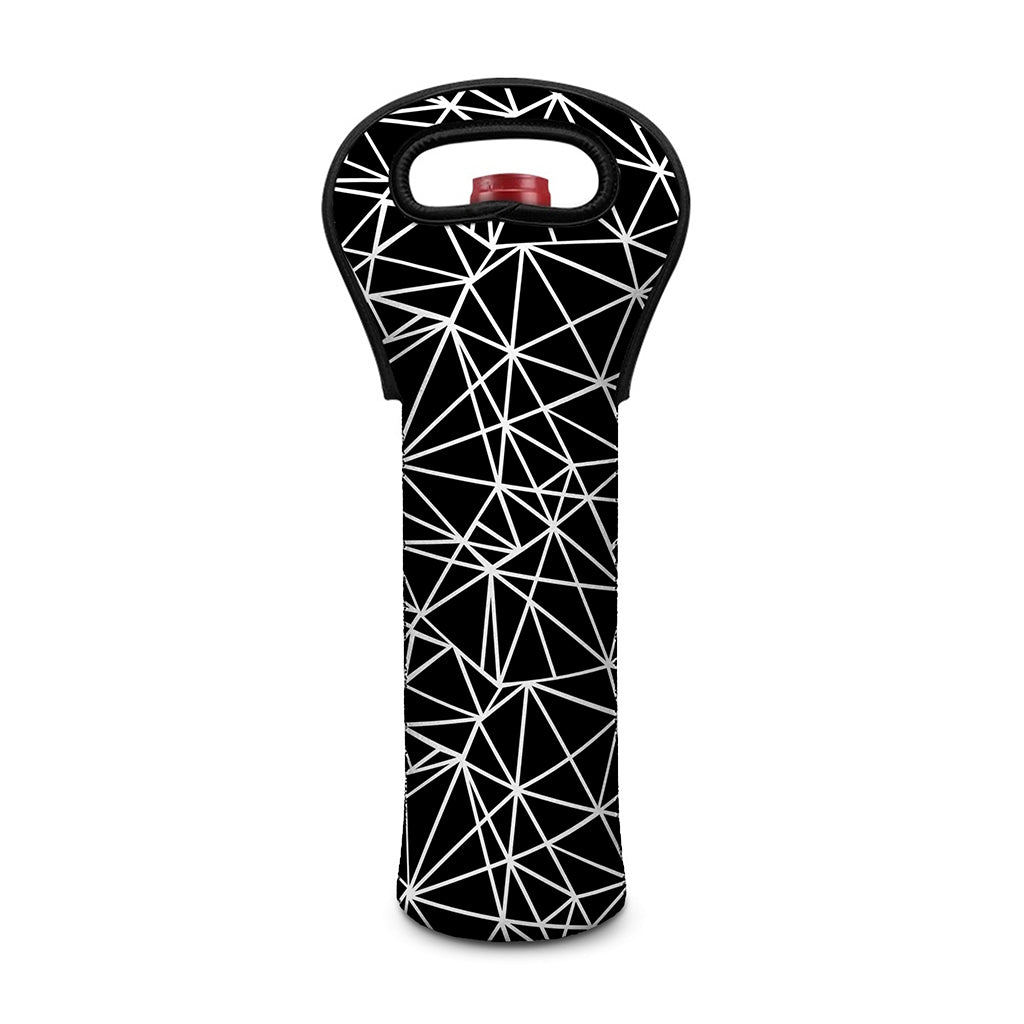 Black And White Geometric Mosaic Print Single Neoprene Wine Tote