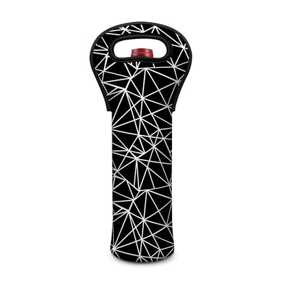 Black And White Geometric Mosaic Print Single Neoprene Wine Tote