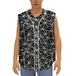 Black And White Geometric Mosaic Print Sleeveless Baseball Jersey