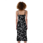 Black And White Geometric Mosaic Print Slim Fit Midi Cami Dress