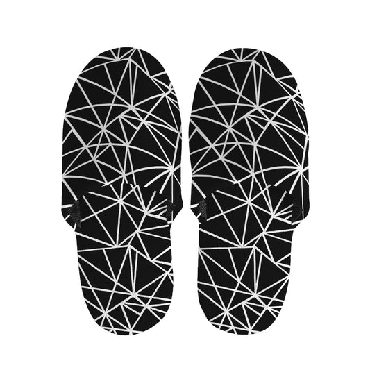 Black And White Geometric Mosaic Print Slippers