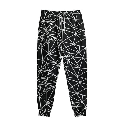 Black And White Geometric Mosaic Print Sweatpants