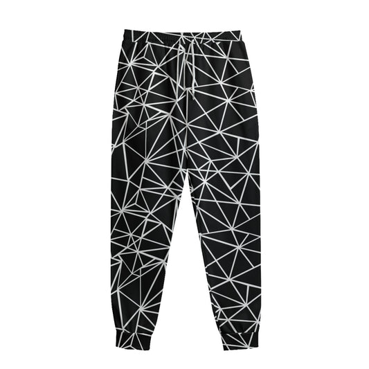 Black And White Geometric Mosaic Print Sweatpants