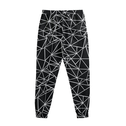 Black And White Geometric Mosaic Print Sweatpants