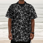 Black And White Geometric Mosaic Print Textured Short Sleeve Shirt