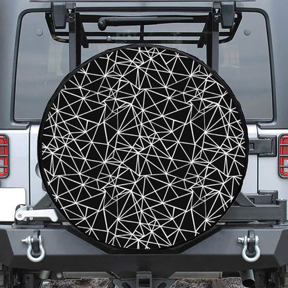 Black And White Geometric Mosaic Print Tire Cover