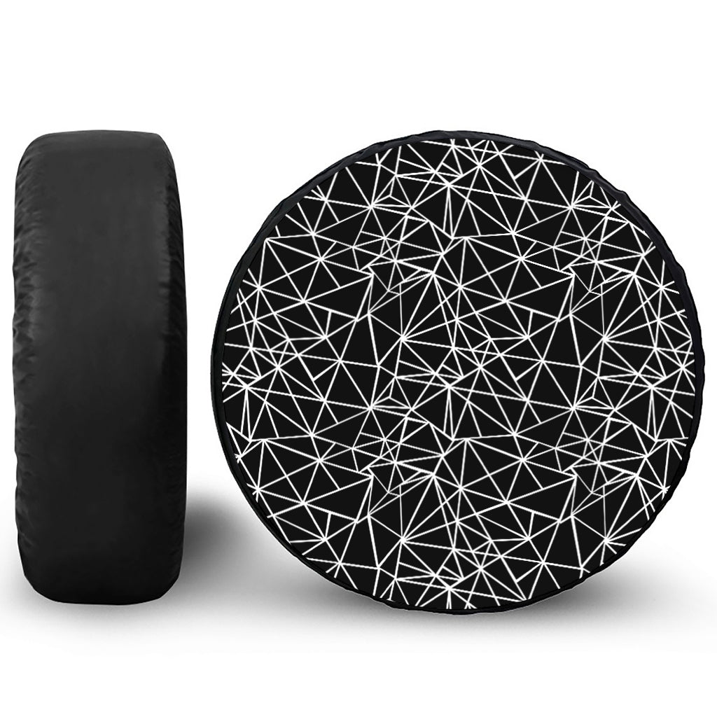 Black And White Geometric Mosaic Print Tire Cover