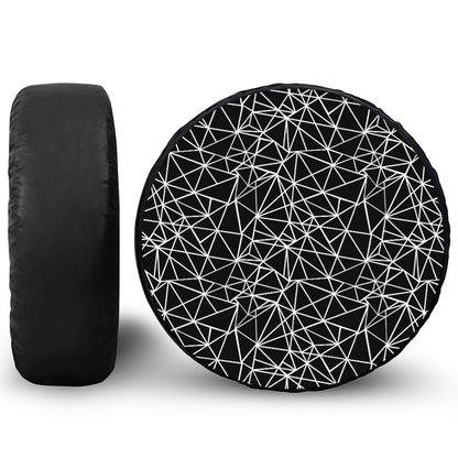 Black And White Geometric Mosaic Print Tire Cover