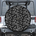 Black And White Geometric Mosaic Print Tire Cover With Camera Hole