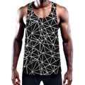 Black And White Geometric Mosaic Print Men's Workout Tank Top