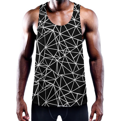 Black And White Geometric Mosaic Print Training Tank Top
