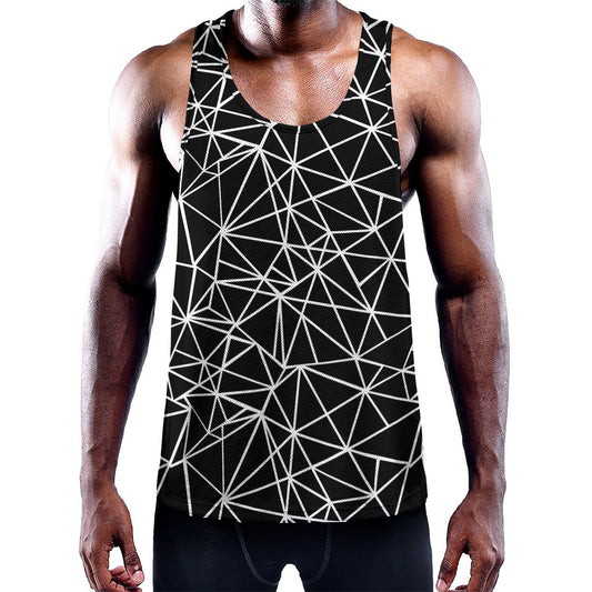 Black And White Geometric Mosaic Print Training Tank Top