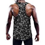 Black And White Geometric Mosaic Print Training Tank Top