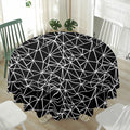 Black And White Geometric Mosaic Print Waterproof Round Tablecloth