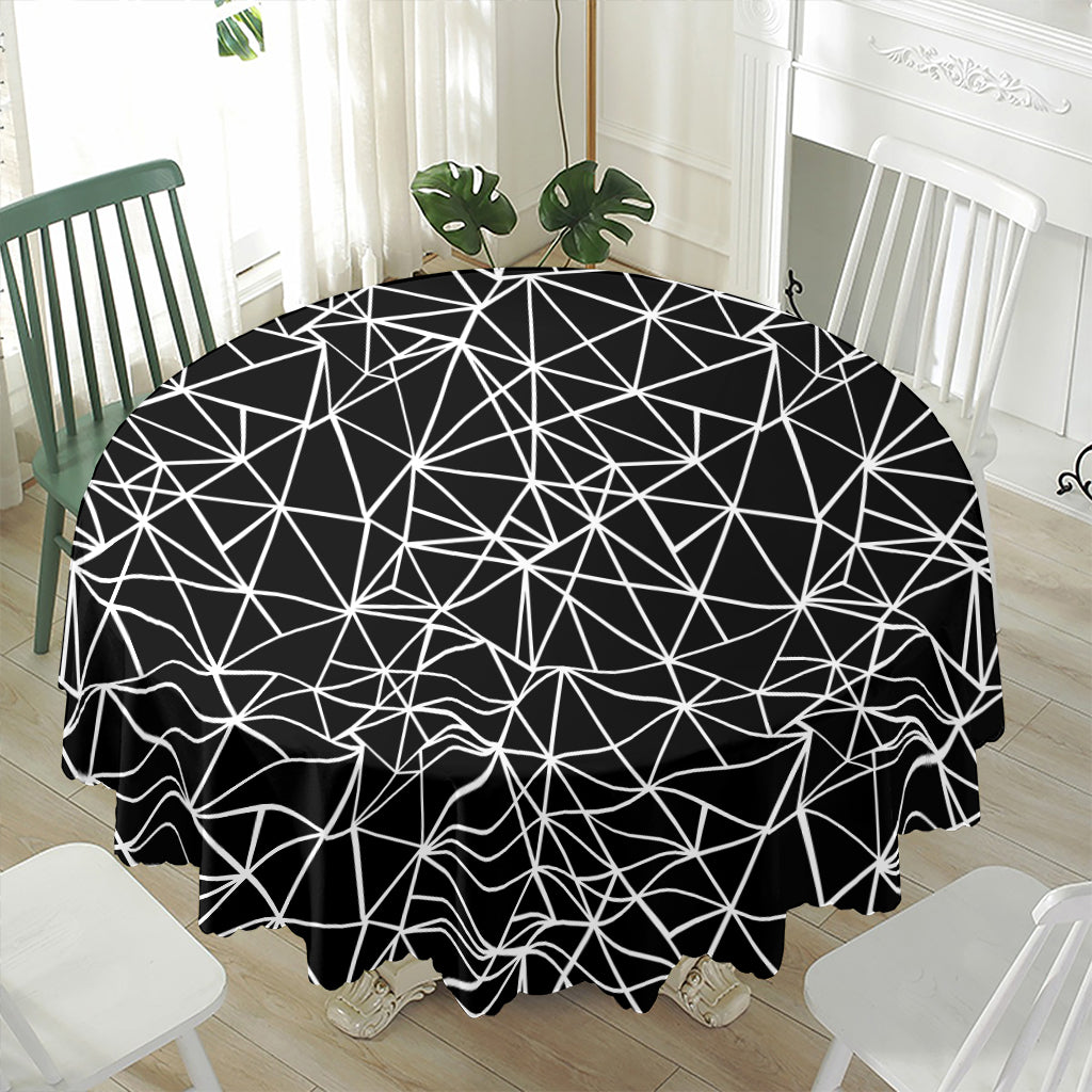 Black And White Geometric Mosaic Print Waterproof Round Tablecloth