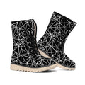 Black And White Geometric Mosaic Print Winter Boots