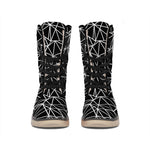 Black And White Geometric Mosaic Print Winter Boots
