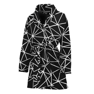 Black And White Geometric Mosaic Print Women's Bathrobe