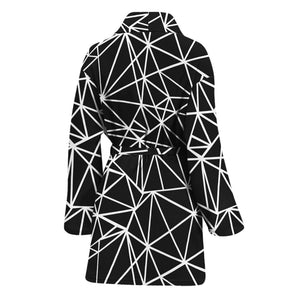 Black And White Geometric Mosaic Print Women's Bathrobe