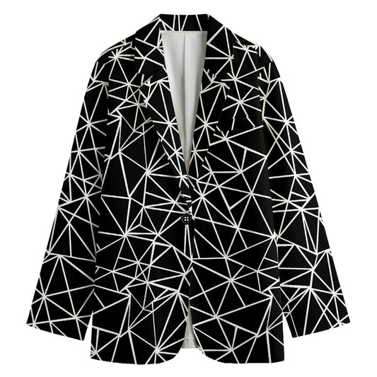Black And White Geometric Mosaic Print Women's Blazer