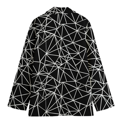 Black And White Geometric Mosaic Print Women's Blazer