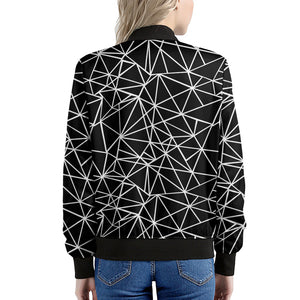 Black And White Geometric Mosaic Print Women's Bomber Jacket