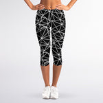 Black And White Geometric Mosaic Print Women's Capri Leggings