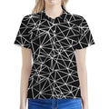Black And White Geometric Mosaic Print Women's Polo Shirt